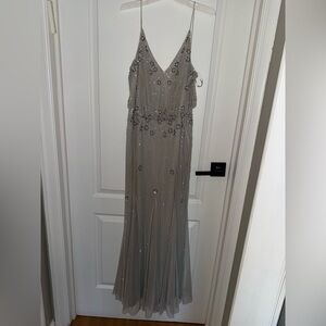 Elegant Silver Evening Gown